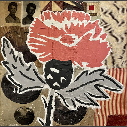 Opera di Donald Baechler - Thistle #1, 1999  - acrilici e collage di tessuti su tela - Collezione Galleria Antonio Damiani.