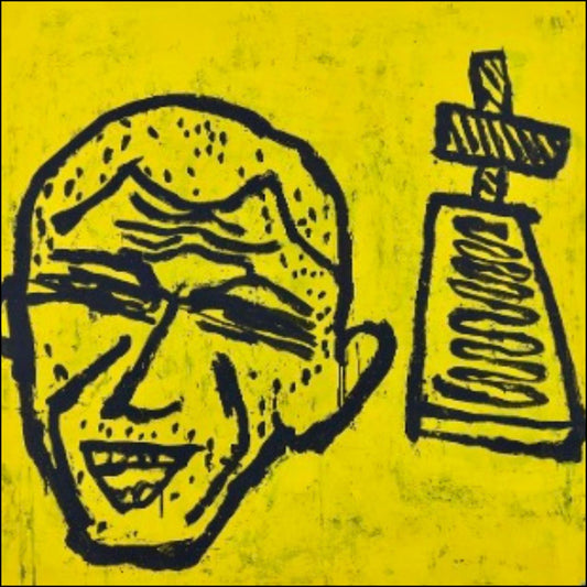 Opera di Donald Baechler - Profession and Vocation, 1983 - acrilici, gouache e collage su cartone - Collezione Galleria Antonio Damiani.