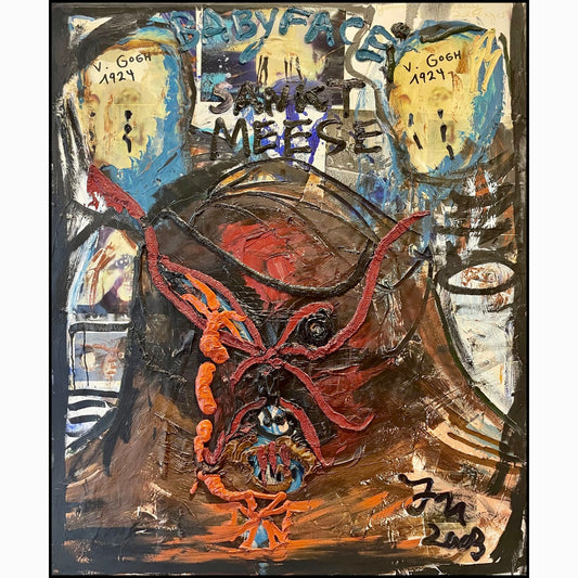 Opera di Jonathan Meese - Der Staatsgoot DR. ERWIN de Dr. NO 2003 - tecnica mista, acrilici e collage su tela - Collezione Galleria Antonio Damiani