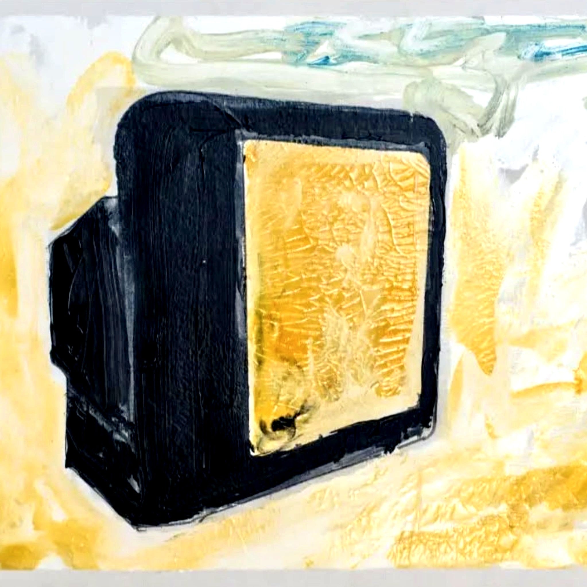 Opera di Mario Schifano intitolata "Untitled (TV color)" del 1990, realizzata con smalto e acrilico su tela. Presentata dalla Galleria Antonio Damiani.