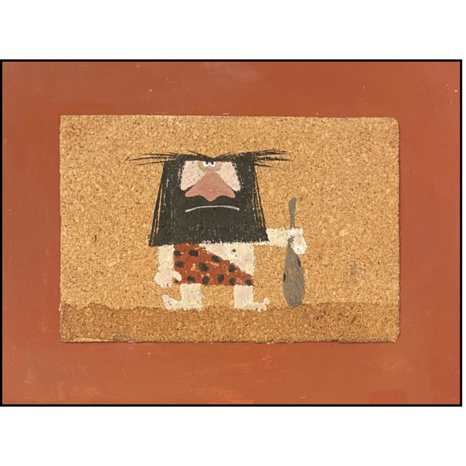 Opera di Pino Pascali, Cavernicolo 1962 - tecnica mista su sughero su cartone. Collezione Galleria Antonio Damiani