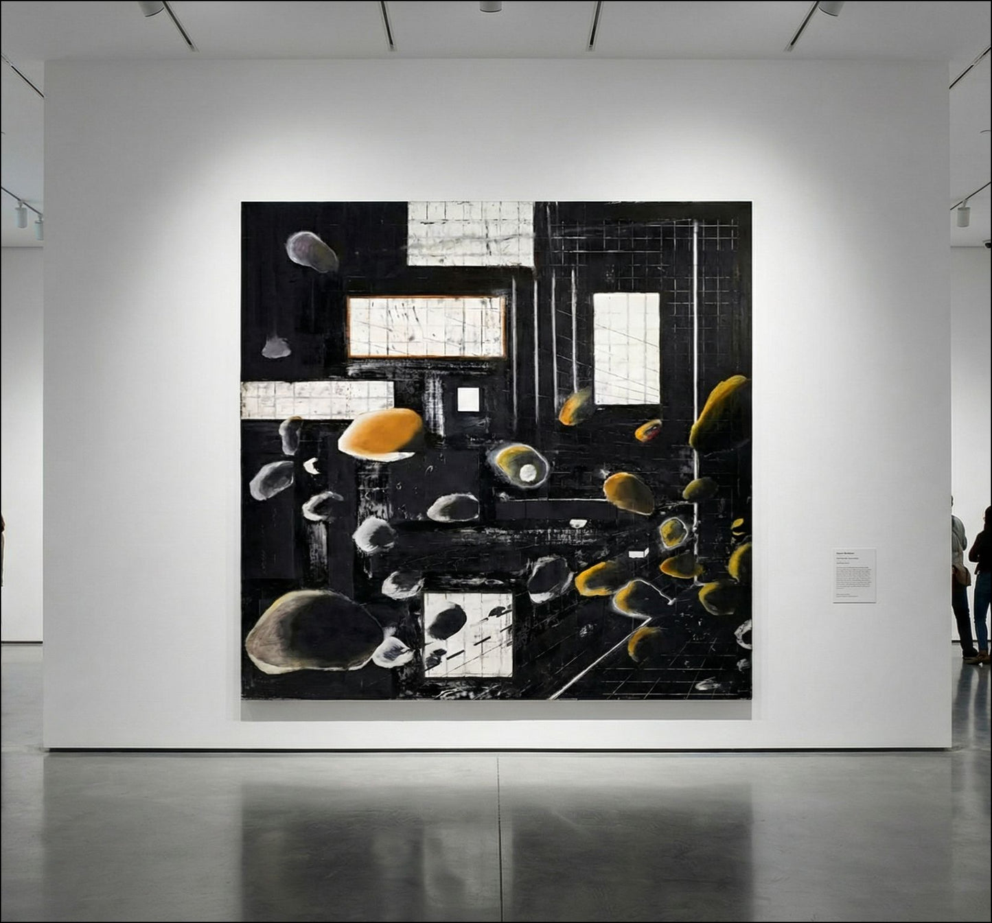 Gravity of Matter, un'opera di grande formato e fondamentale di Ross Bleckner, realizzata nel 1981 ad olio su tela, con dimensioni monumentali di 218 x 213 cm. Espsosta in Galleria Antonio Damiani.