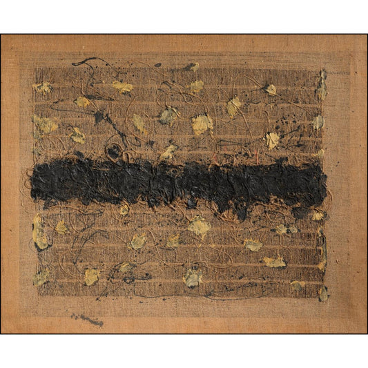 Opera di Salvatore Emblema in juta e terre colorate - galleria-antonio-damiani-bari