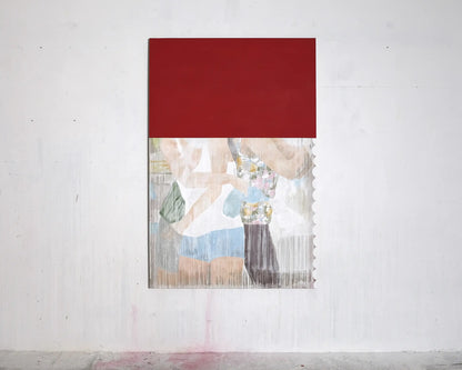 Opera "Una mappatura della Pittura Italiana" (2023) di Luca Coser. Acrilico su lino, 200x190 cm. Ricerca tra astrazione e figurazione. Disponibile in Galleria.