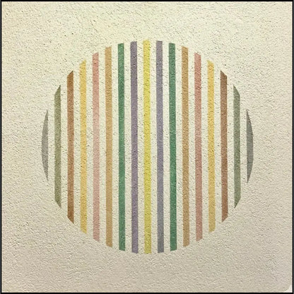 Opera "Grammature di colore" (1976) di Elio Marchegiani. Intonaco e tecnica mista, 75x75 cm. 17 grammature. Galleria Antonio Damiani