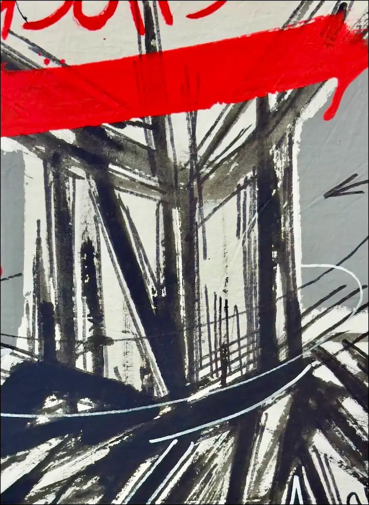 Dettaglio opera AGN 897W Gallingani tecnica acrilico e carta su tavola