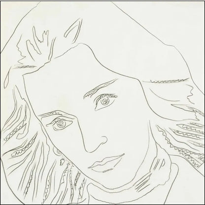 Andy Warhol, K.K. Auchincloss-Larkin (1976), dettaglio del disegno originale a grafite su cartoncino con certificato Fondazione Warhol.