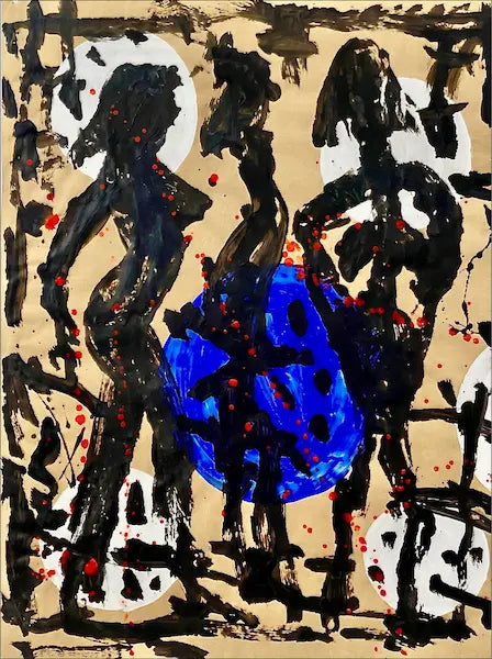 Dettaglio dell' Opera di Helmut Middendorf - Die Strasse (1990) - tecnica mista e smalti su cartoncino - Collezione Galleria Antonio Damiani. Un capolavoro del Neo-espressionismo tedesco.