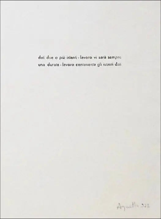 Dettaglio incisione su feltro Vincenzo Agnetti, particolare del testo.