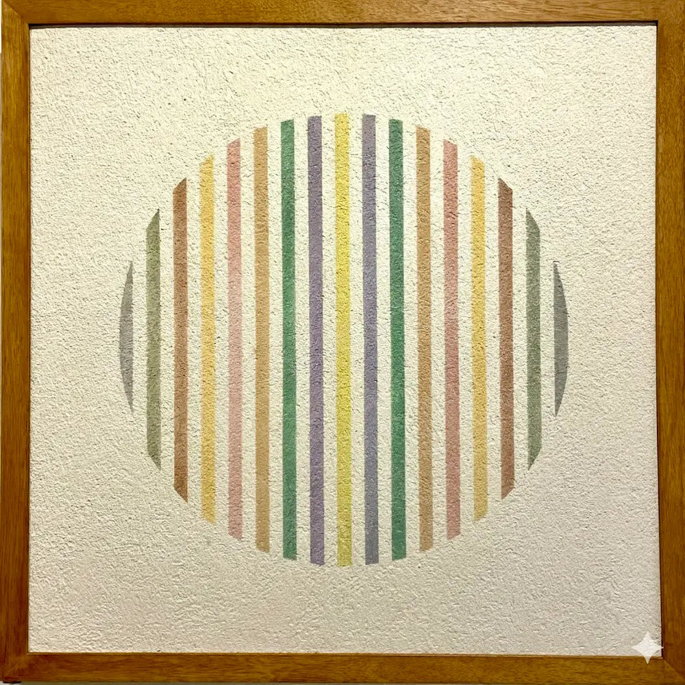 "Grammature di colore" del 1976 è un'opera esemplare del percorso artistico di Elio Marchegiani, che si inserisce nel suo celebre ciclo delle "Grammature di Colore". Marchegiani, figura centrale nell'arte concettuale e analitica italiana, indaga in quest'opera la materia pittorica e la percezione visiva attraverso un approccio rigoroso e quasi scientifico.