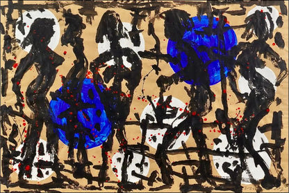 Opera di Helmut Middendorf - Die Strasse (1990) - tecnica mista e smalti su cartoncino - Collezione Galleria Antonio Damiani. Un capolavoro del Neo-espressionismo tedesco.