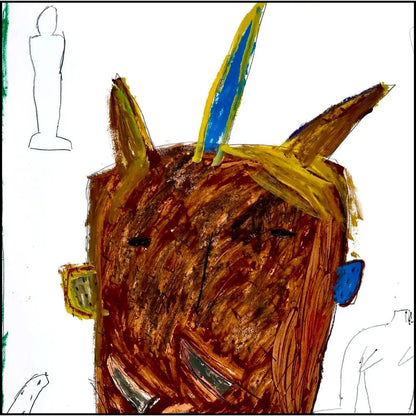 Dettagli di James Brown: Mask (1983). Olio e grafite su cartoncino 138 x 108 cm. Opera iconica anni '80,