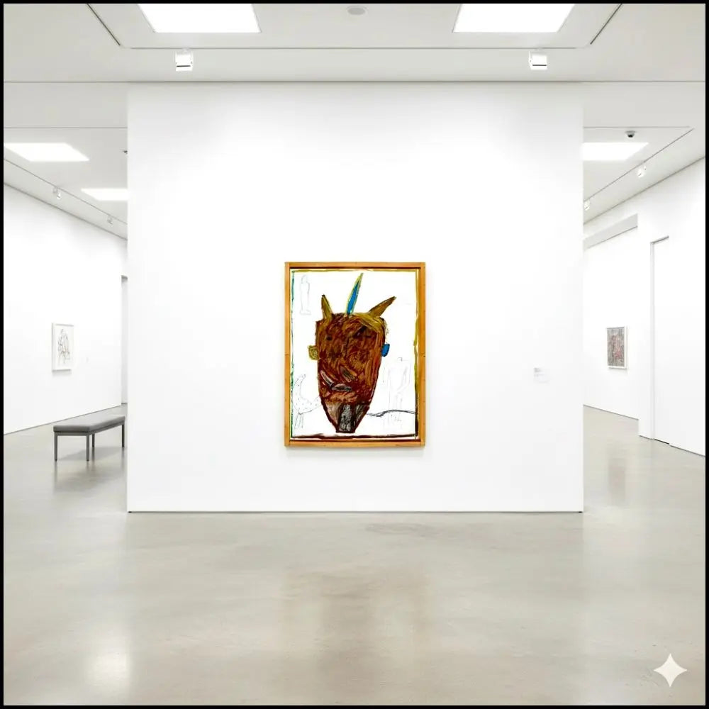 James Brown: Mask (1983). Olio e grafite su cartoncino 138 x 108 cm. Opera iconica anni '80, esposto presso Galleria Antonio Damiani.