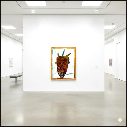 James Brown: Mask (1983). Olio e grafite su cartoncino 138 x 108 cm. Opera iconica anni '80, esposto presso Galleria Antonio Damiani.