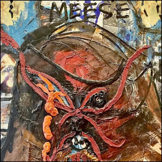 Dettagli Jonathan Meese: Der Staatsgoot DR. ERWIN... (2003). Tecnica mista, acrilici e collage 120 x 100 cm. Opera esposta alla FIAC 2003. Arte concettuale e nichilista.