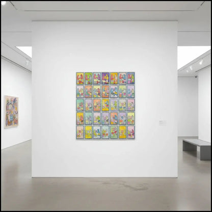 Esposizione Opera di Frédéric Bruly Bouabré - La rencontre des amoureux, 2009 - penne a sfera, pastelli e matite colorate su cartoncino - Collezione Galleria Antonio Damiani.