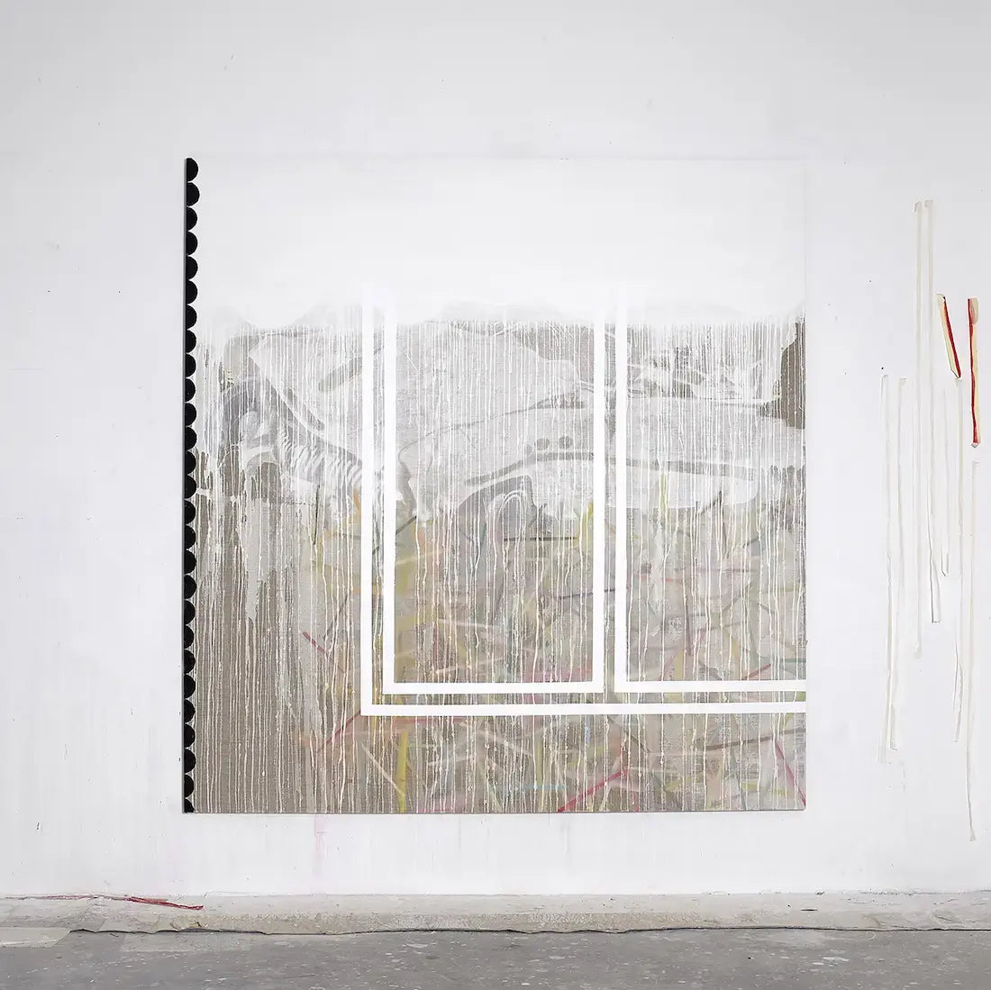 Opera "In altra pelle" (2023) di Luca Coser. Acrilico su lino, 150x100 cm. Riflessione su identità e fragilità. Disponibile in Galleria.