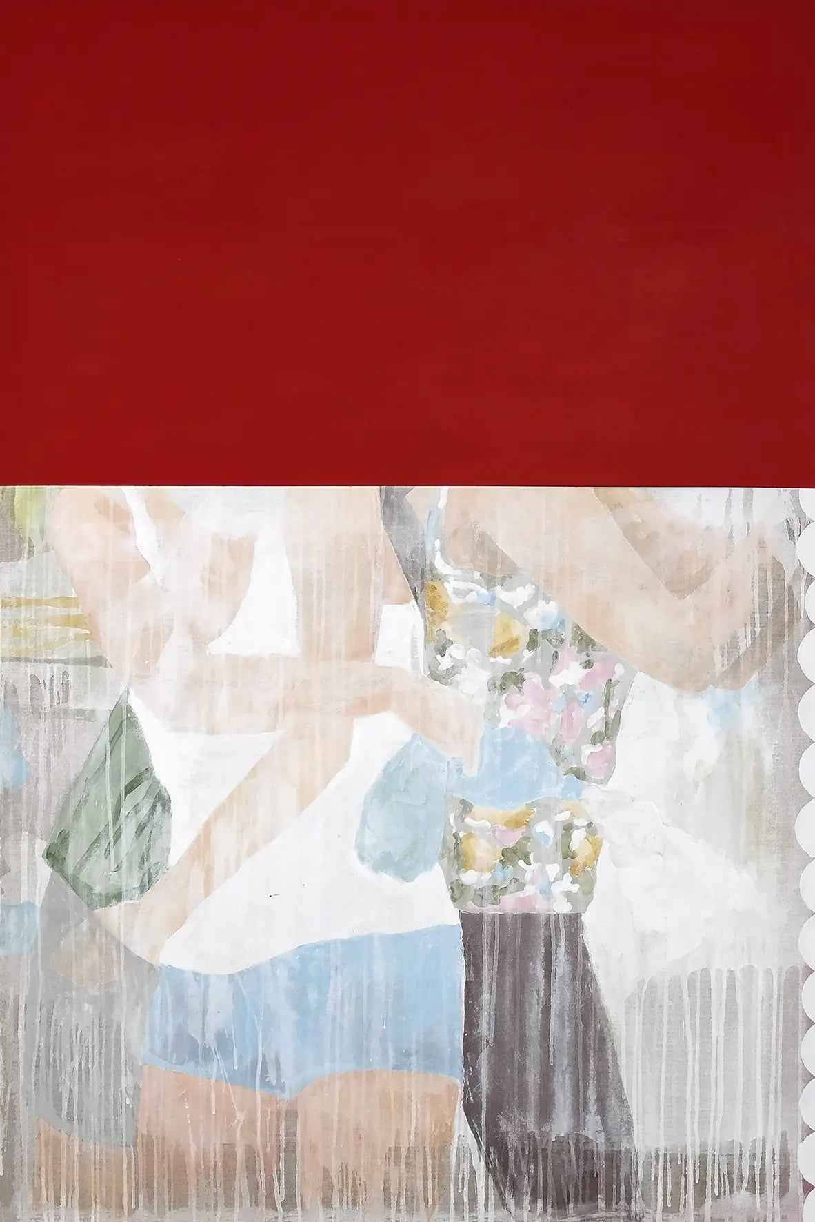 Opera "Una mappatura della Pittura Italiana" (2023) di Luca Coser. Acrilico su lino, 200x190 cm. Ricerca tra astrazione e figurazione. Disponibile in Galleria.