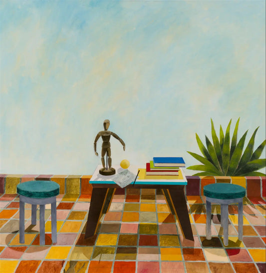 Mickaël Doucet Hotel Carthage 2025 dipinto contemporaneo composizione architettonica 115x115 cm