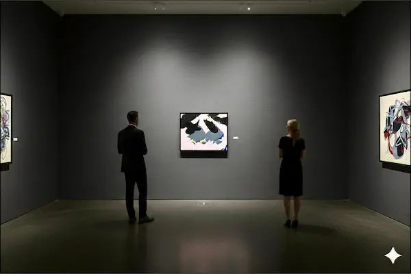 Esposizione in Galleria di Norman Bluhm, "Sybill" (1973). Acrilici su tavola, 62x92 cm. Importante opera di Action Painting proveniente dalla Martha Jackson Gallery. 