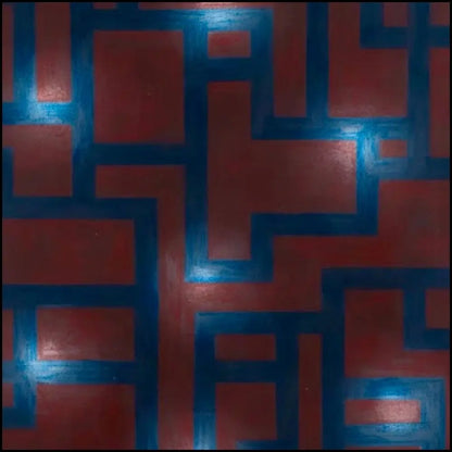 Opera "Untitled" (1985) di Peter Schuyff. Acrilico su lino, 228x168 cm. Astrattismo geometrico e illusionismo ottico degli anni Ottanta. Galleria Antonio Damiani.