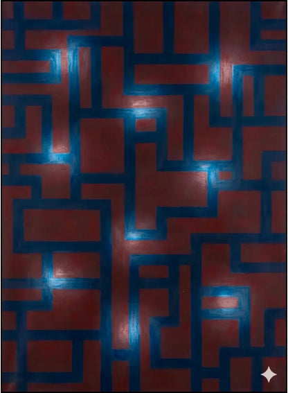 Opera "Untitled" (1985) di Peter Schuyff. Acrilico su lino, 228x168 cm. Astrattismo geometrico e illusionismo ottico degli anni Ottanta. Galleria Antonio Damiani.