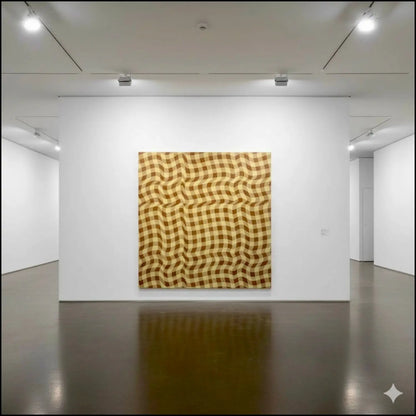 Importante opera "Untitled" (1986) di Peter Schuyff. Acrilici e matita su lino, 190x190 cm. Esempio di pittura ottica e cromatica degli anni Ottanta. Galleria Antonio amiani.