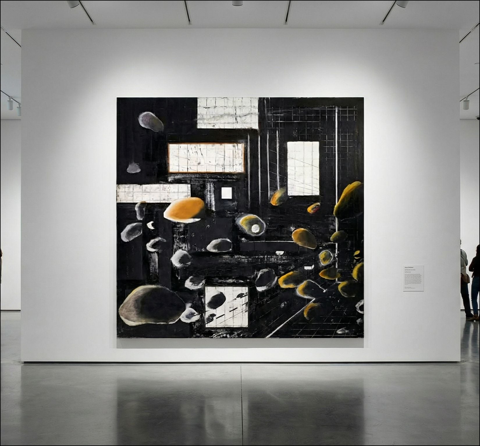 Gravity of Matter, un'opera di grande formato e fondamentale di Ross Bleckner, realizzata nel 1981 ad olio su tela, con dimensioni monumentali di 218 x 213 cm. Espsosta in Galleria Antonio Damiani.