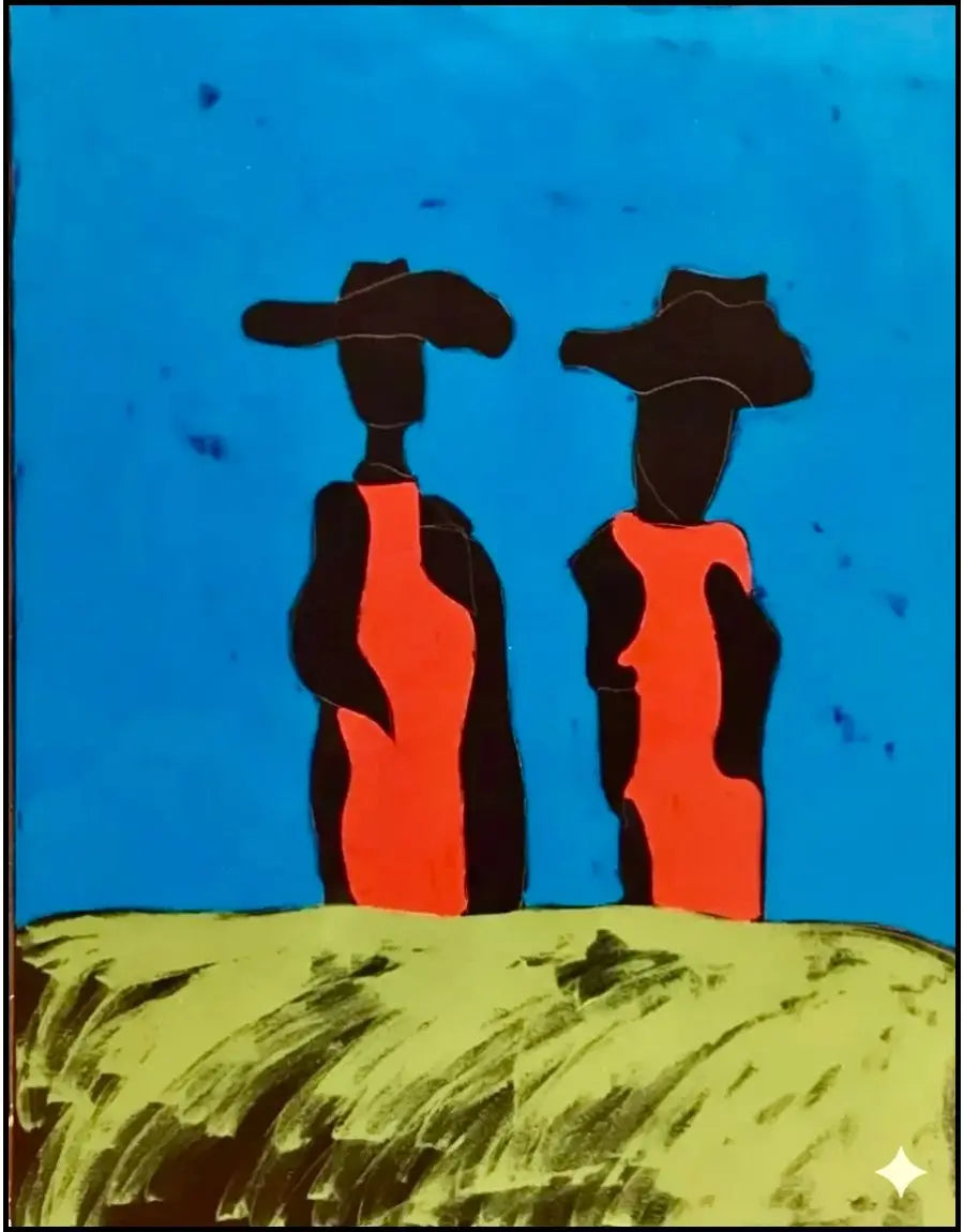 Tano Festa "I Guardiani" (1980). Acrilico su tela, 130x100 cm. Opera iconica degli anni '80, archiviata presso l'Archivio Franco Soligo. 