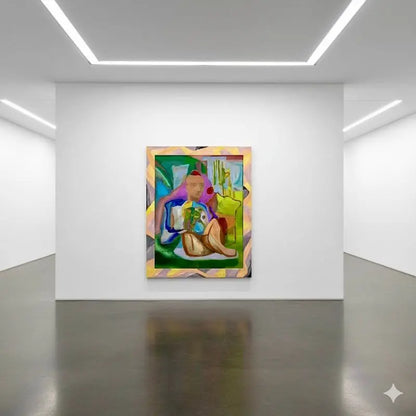 Opera, Uomo seduto con cane e cappello
Artista: Sandro Chia
dettagli dell'opera:
anno: 1989
tecnica: olio su tela e cornice invasa
dimensioni: 175 x 144 cm. In Galleria Antonio Damiani.