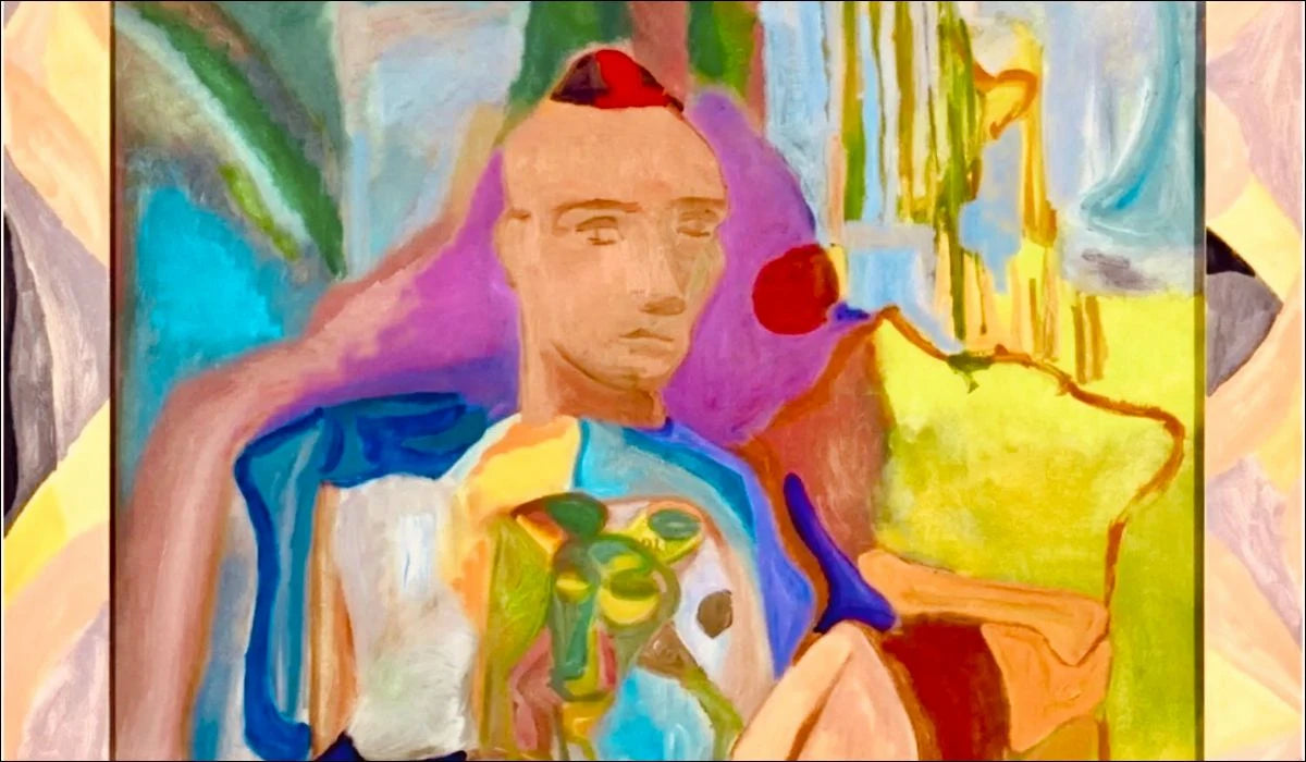 Opera, Uomo seduto con cane e cappello
Artista: Sandro Chia
dettagli dell'opera:
anno: 1989
tecnica: olio su tela e cornice invasa
dimensioni: 175 x 144 cm. Galleria Antonio Damiani.