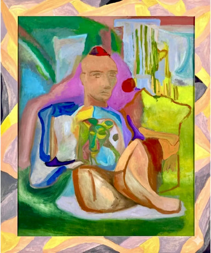 Opera, Uomo seduto con cane e cappello
Artista: Sandro Chia
dettagli dell'opera:
anno: 1989
tecnica: olio su tela e cornice invasa
dimensioni: 175 x 144 cm. Galleria Antonio Damiani.